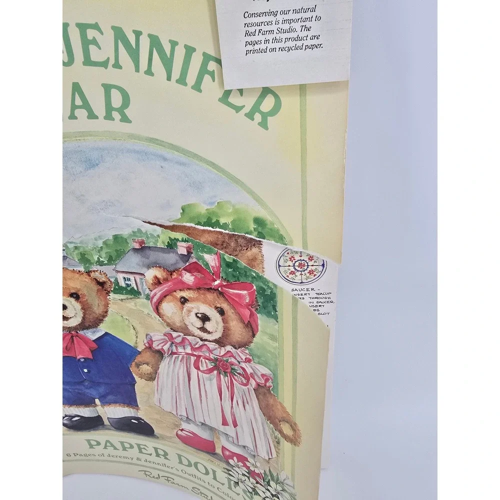 Vintage Red Farm Studio Jeremy & Jennifer Bear Paper Dolls Color Cut Out Set